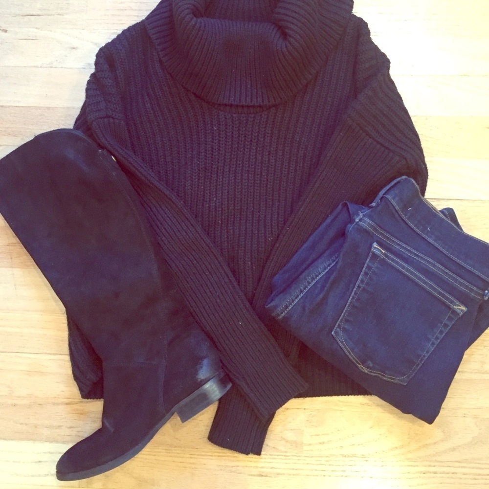 Oversized black cowl neck sweater